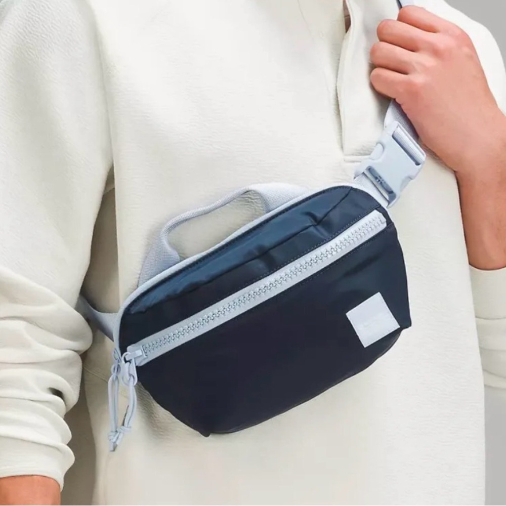 lululemon athletica black and light gray crossbody belt bag